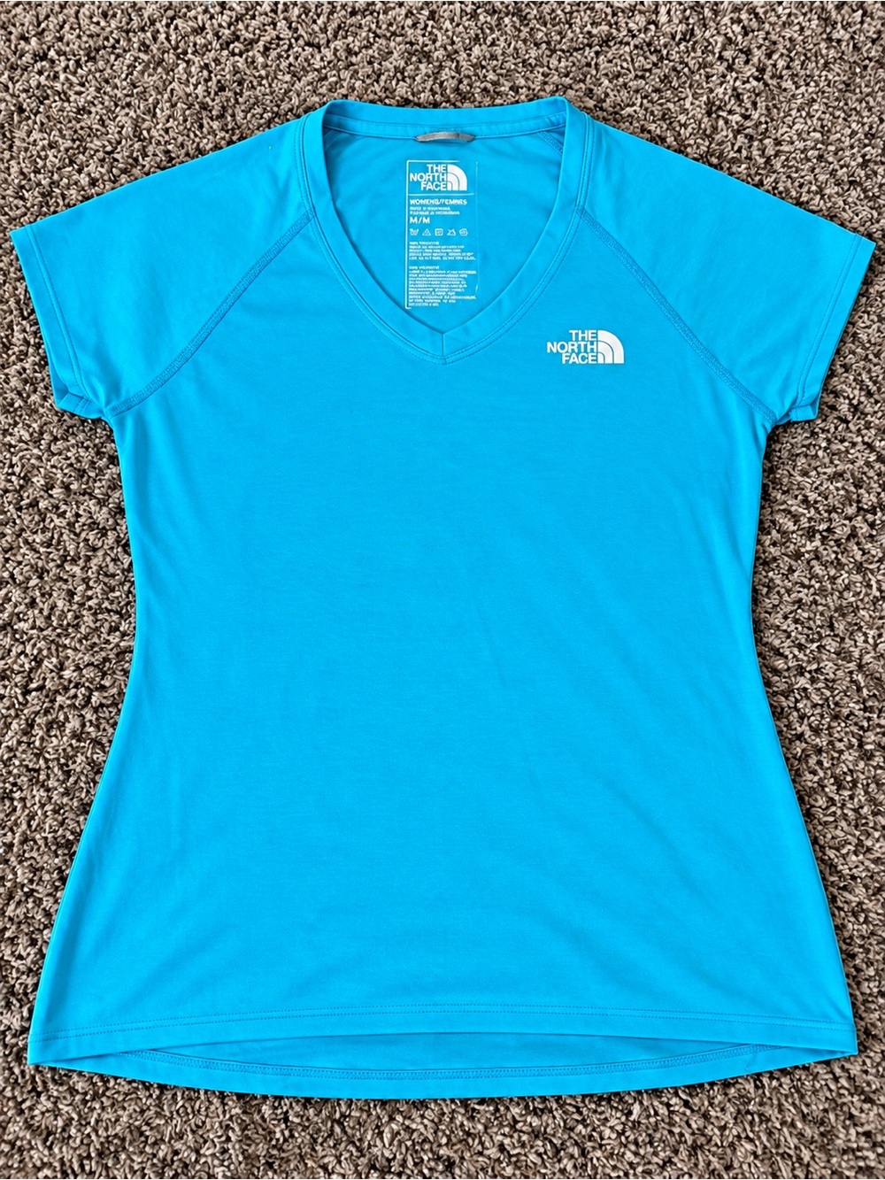 The North Face Women's Bright Turquoise V-Neck Short Sleeve Tee